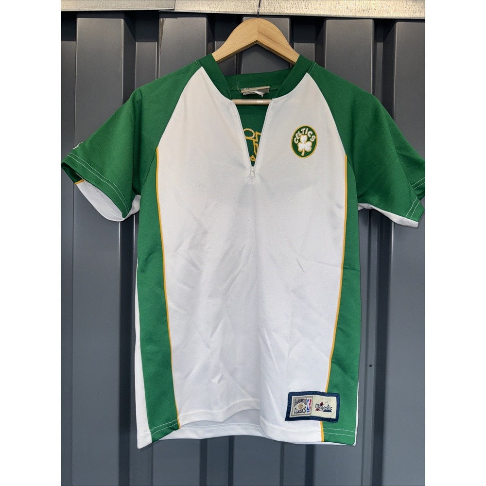 VTG NBA Hardwood Classics Boston Celtics Warm Up 1/4 Zip Jersey Youth Medium